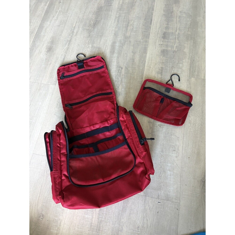 Lands End Hanging Travel Medium Kit Toiletry Red / Navy Bag